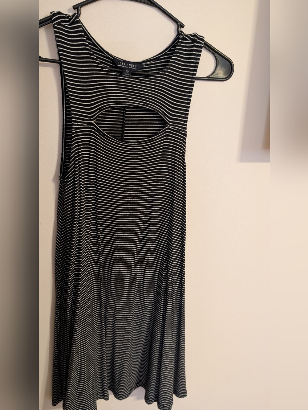 Soft & Sexy Striped Cutout Tank Dress - Black & White